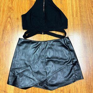 Faux leather skort